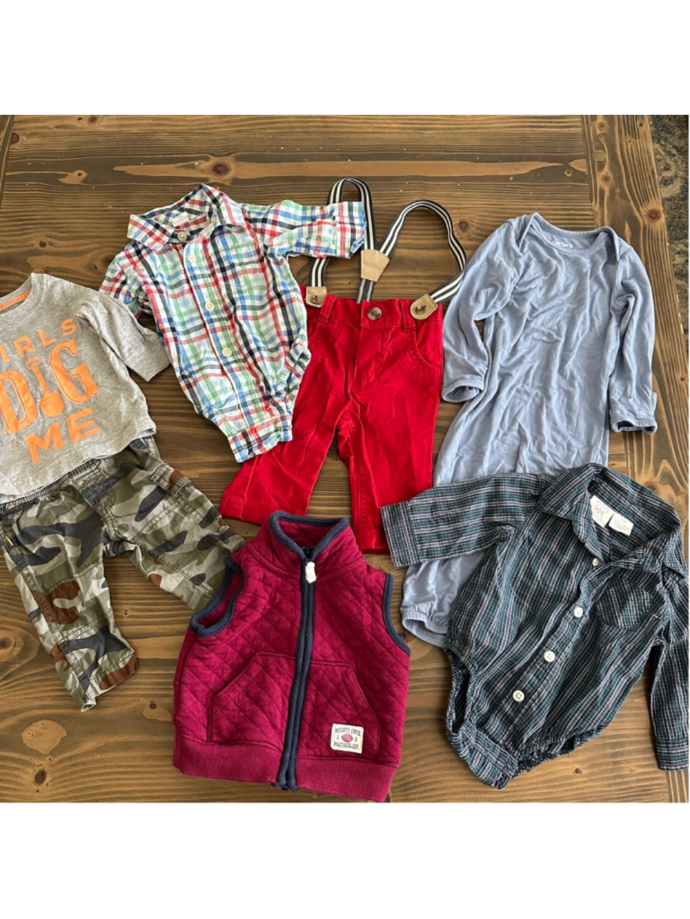 Baby Boy Clothing Bundle 0 3M Carter’s Gap Plaid Vest 7 Piece Lot